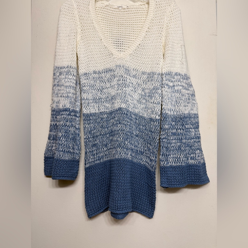 Tularosa Blue Ombré Knit Sweater | Size S | Beachy V-Neck